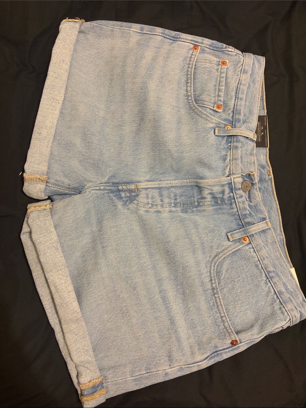 Levi's Light Wash Rolled Hem Denim Shorts
